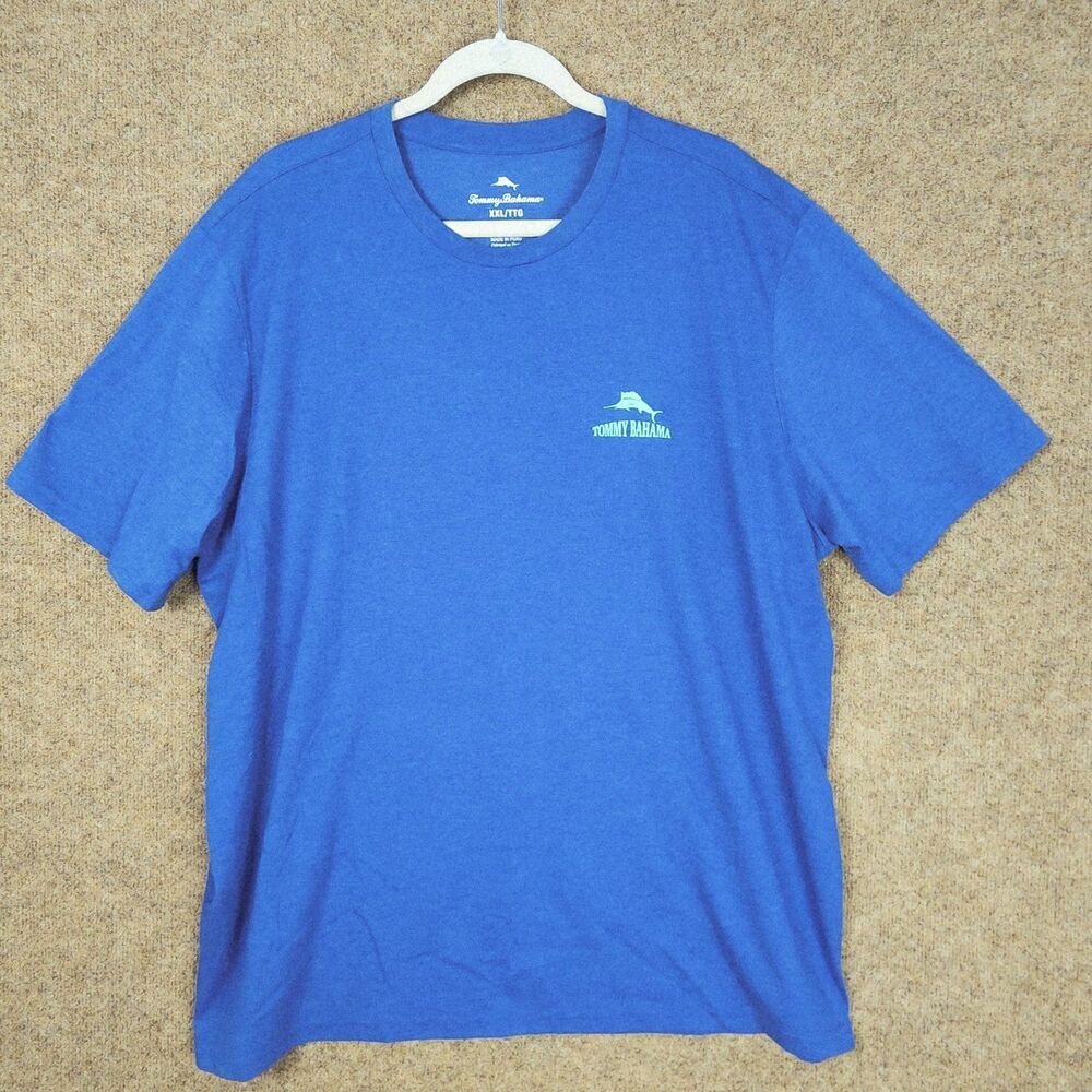 Tommy Bahama Men Front/Back Graphic S/S T-Shirt Big & Tall Awesome Lab Blue 2XL